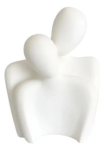 White abstract embracing couple sculpture, 20 cm