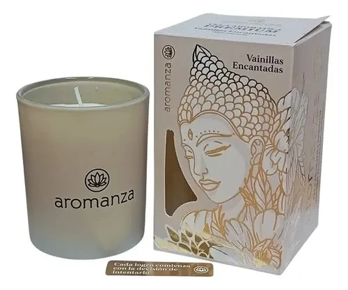 Scented candle in a frosted gray-white glass with gift box